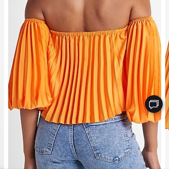 Express orange pleated top - Picture 2 of 5